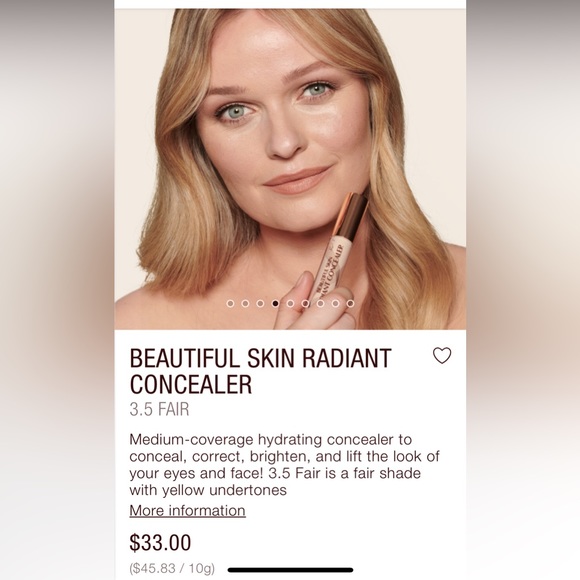 NWT- Charlotte Tilbury- Beautiful Skin Radiant Concealer- 3.5 fair - Picture 5 of 11